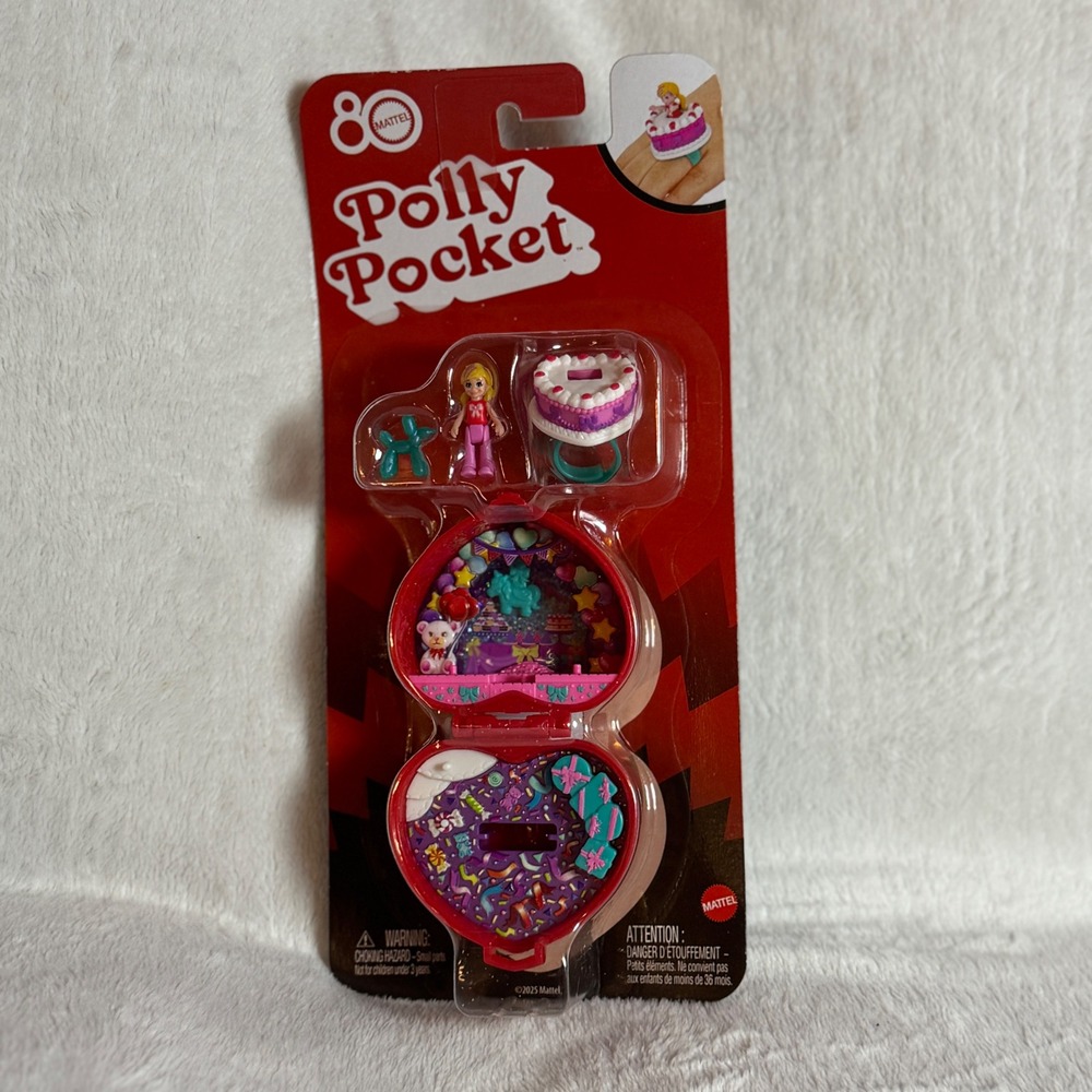 Mattel Polly Pocket Collector Ruby Red Heart-Shaped Ring Box Compact Playset NEW